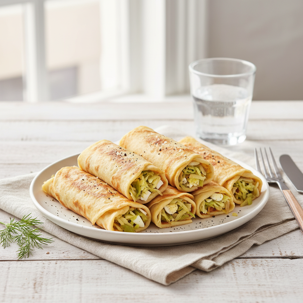 Блинчики с капустой и яйцом